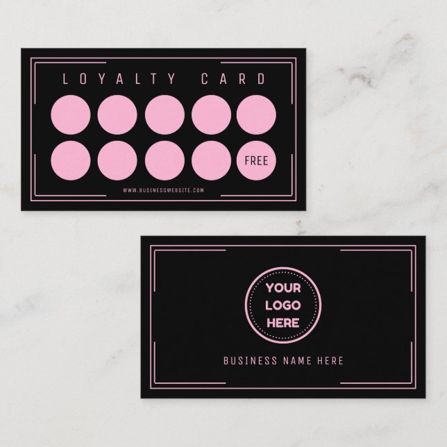 Black Cotton Candy Professional Formal Add Logo Loyalty Card (Front/Back)