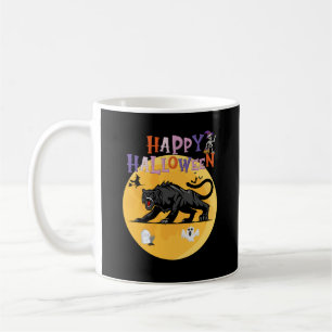 black cougar on halloween night coffee mug