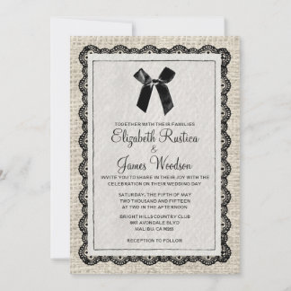 Black Country Burlap Wedding Invitations