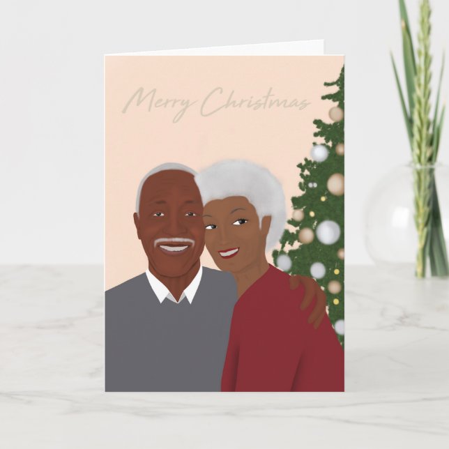 Black Couple, parents, grandparents Christmas Card (Front)