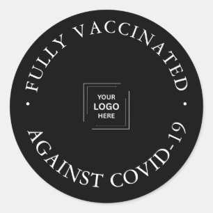 Black COVID Vaccinated Staff Round Badge Design Classic Round Sticker
