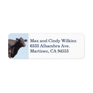Black Cow Address Label