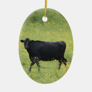 Black cow ceramic tree decoration