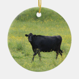 Black cow ceramic tree decoration
