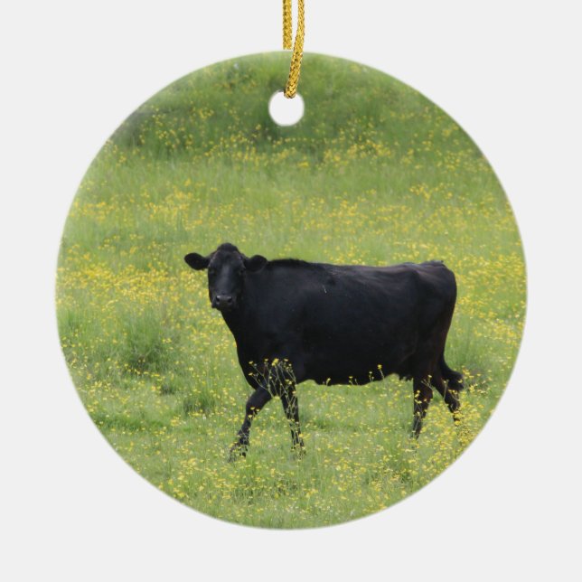 Black cow ceramic tree decoration (Front)