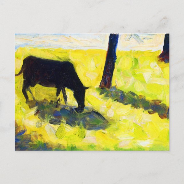 Black Cow in a Meadow by Georges Seurat Postcard (Front)