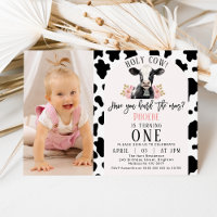 Black Cow Print Photo Holy Cow 1st Birthday