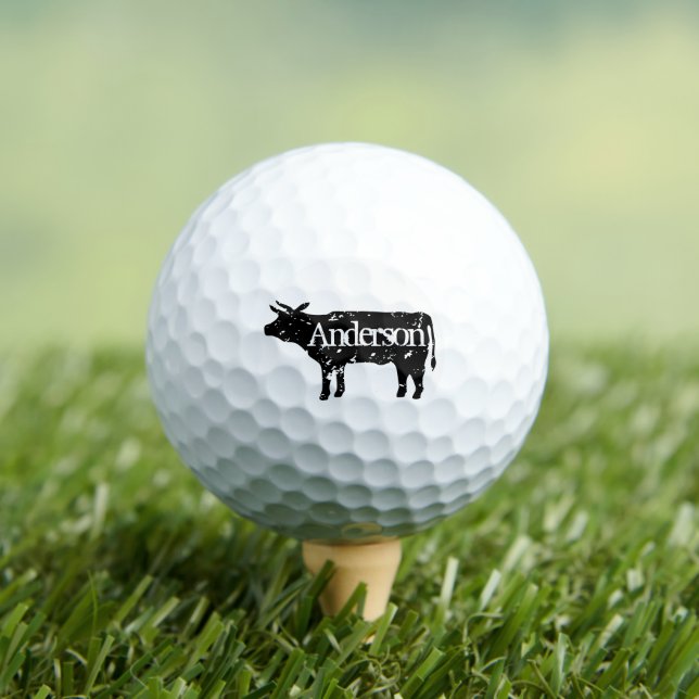 Black cow silhouette personalised golf ball set (Insitu Tee)