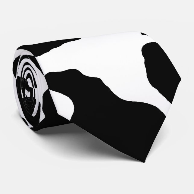 Black Cow Skin Pattern Tie (Rolled)