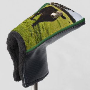 Black Cow With White Face And Mohawk, Golf Head Cover