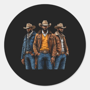 Black Cowboy African American Western Rodeo Melani Classic Round Sticker