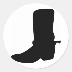 Black Cowboy Boot with Spurs Classic Round Sticker