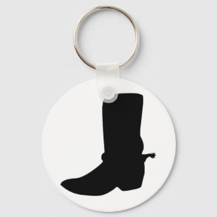 Black Cowboy Boot with Spurs Key Ring