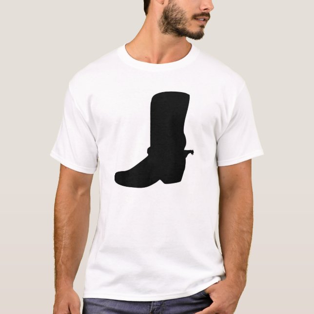 Black Cowboy Boot with Spurs T-Shirt (Front)