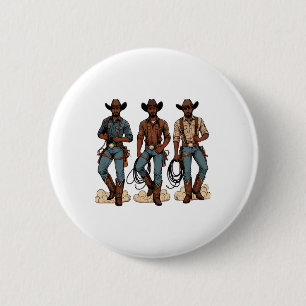 Black Cowboy Western Rodeo Melanin Black History T 6 Cm Round Badge