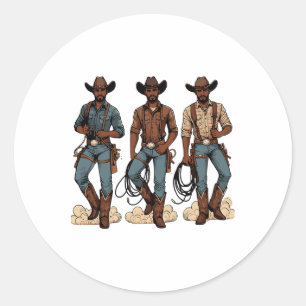 Black Cowboy Western Rodeo Melanin Black History T Classic Round Sticker