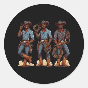 Black Cowboy Western Rodeo Melanin Black History T Classic Round Sticker