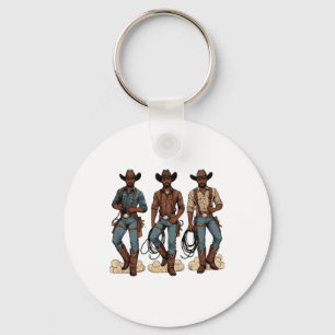 Black Cowboy Western Rodeo Melanin Black History T Key Ring