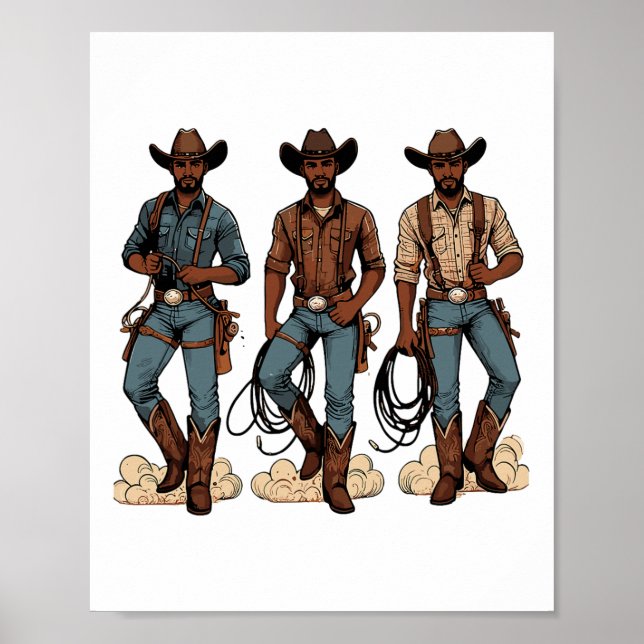 Black Cowboy Western Rodeo Melanin Black History T Poster (Front)