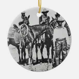 Black Cowboys at Bonham, Texas, c.1890 (b/w photo) Ceramic Tree Decoration