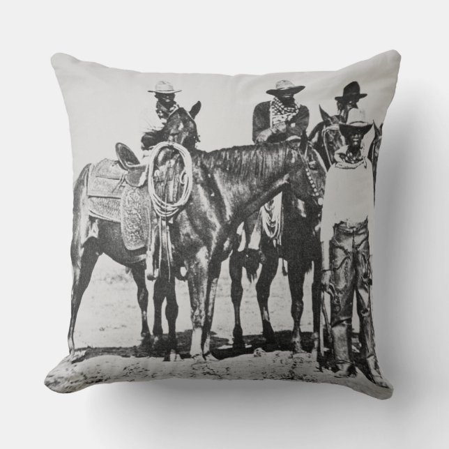 Black Cowboys at Bonham, Texas, c.1890 (b/w photo) Cushion (Front)