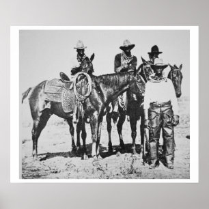 Black Cowboys at Bonham, Texas, c.1890 (b/w photo) Poster