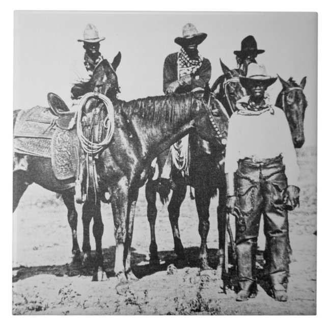 Black Cowboys at Bonham, Texas, c.1890 (b/w photo) Tile (Front)