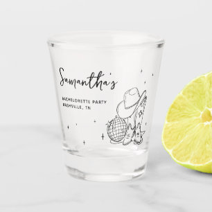 Black Cowgirl Disco Western Bachelorette Party Shot Glass