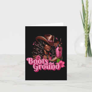 Black Cowgirl Pink Boots On The Ground Card