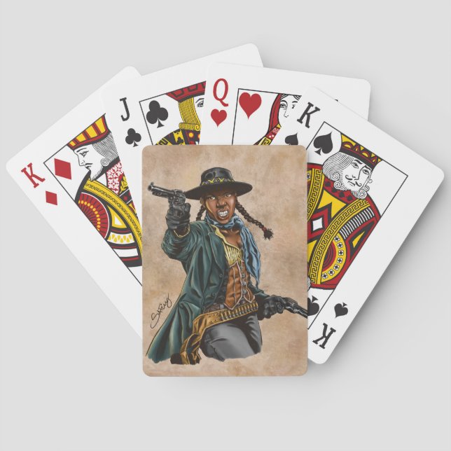 Black cowgirl playing cards (Back)