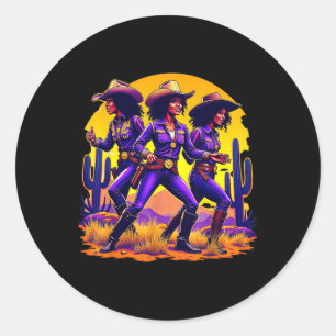 Black Cowgirl Texas Western Rodeo Melanin Black Hi Classic Round Sticker
