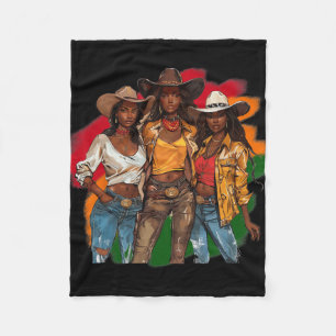 Black Cowgirl Western Rodeo Juneteenth Black Histo Fleece Blanket