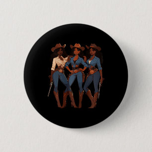 Black Cowgirl Western Rodeo Melanin Black History  6 Cm Round Badge