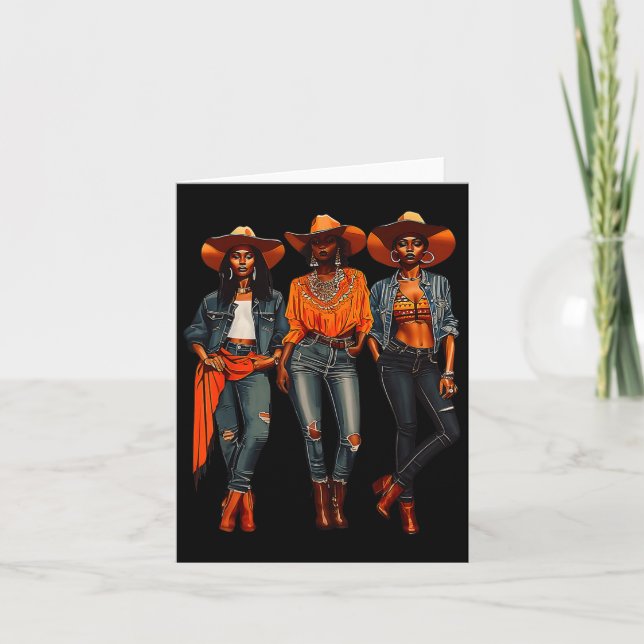 Black Cowgirl Western Rodeo Melanin Black History  Card (Front)