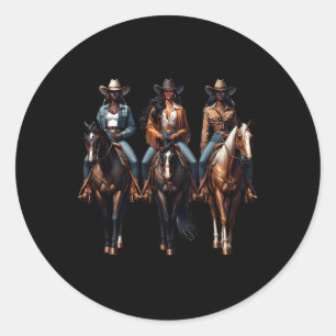 Black Cowgirl Western Rodeo Melanin Black History Classic Round Sticker