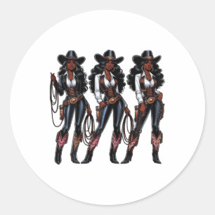 Black Cowgirl Western Rodeo Melanin Black History Classic Round Sticker
