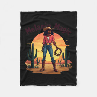 Black Cowgirl Western Rodeo Melanin Black History Fleece Blanket