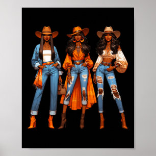 Black Cowgirl Western Rodeo Melanin Black History Poster