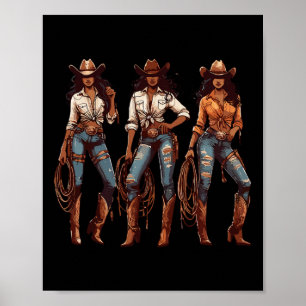 Black Cowgirl Western Rodeo Melanin Black History Poster