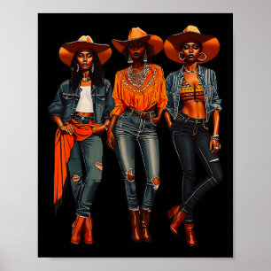 Black Cowgirl Western Rodeo Melanin Black History Poster