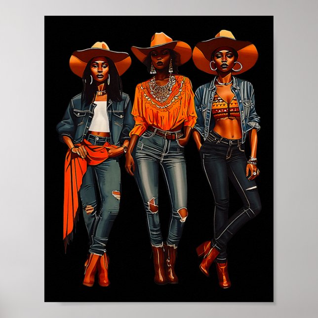 Black Cowgirl Western Rodeo Melanin Black History  Poster (Front)