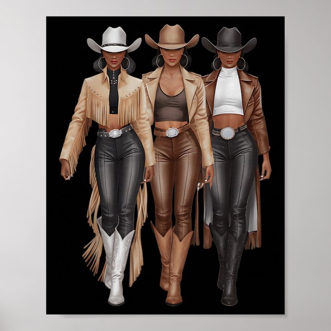 Black Cowgirl Western Rodeo Melanin Cowgirl  Poster (Front)