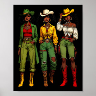 Black Cowgirl Western Rodeo Melanin Juneteenth Bla Poster