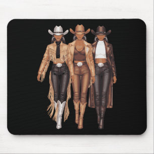 Black Cowgirl Western Tee Rodeo Country Women June Mouse Mat
