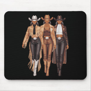 Black Cowgirl Western Tee Rodeo Country Women June Mouse Mat