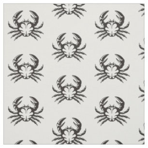 Black Crab Pattern Fabric