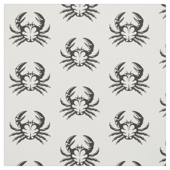 Black Crab Pattern Fabric (Swatch)