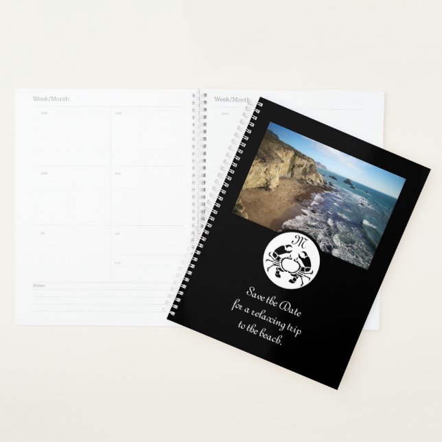Black Crab Stencil Monogram Photo Planner (Display)