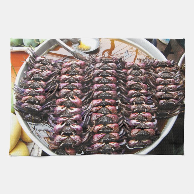 Black Crabs [Po Na] ... Thai Street Food Tea Towel (Horizontal)