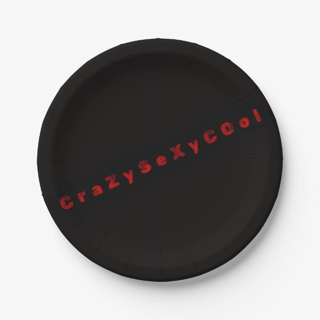 Black CrazySexyCool Themed Paper Plates (Front)